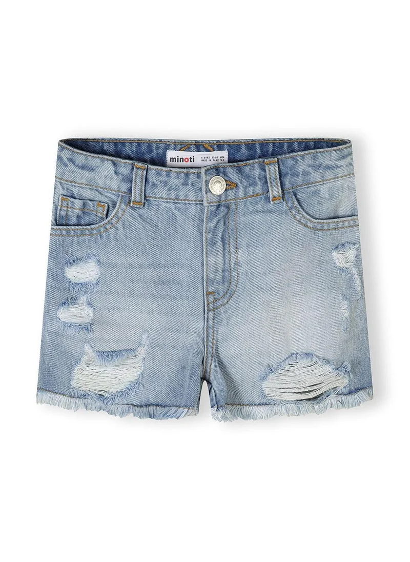 MINOTI Girls 2-pack breathable denim shorts black and blue